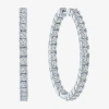Fine Jewelry (g-h / Si2-i1) 1 Ct. T.w. Lab Grown White Diamond Sterling Silver 32mm Hoop Earrings In Silver