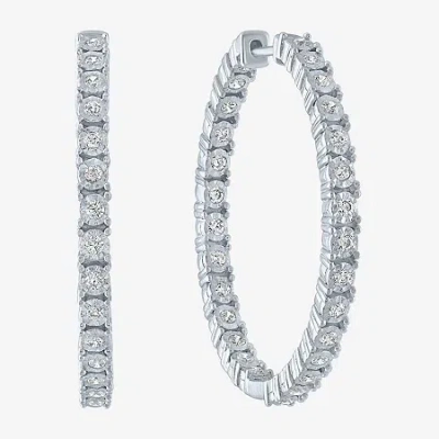 Fine Jewelry (g-h / Si2-i1) 1 Ct. T.w. Lab Grown White Diamond Sterling Silver 32mm Hoop Earrings