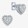 Fine Jewelry (g-h / Si2-i1) 1/3 Ct. T.w. Lab Grown White Diamond 10k White Gold 7.9mm Heart Stud Earrings In White