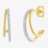 Fine Jewelry (g-h / Si2-i1) C-hoop Womens 1/6 Ct. T.w. Lab Grown White Diamond 10k Gold 16mm Hoop Earrings In Transparent