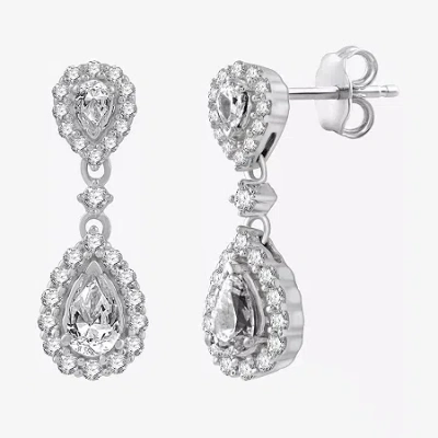 Fine Jewelry (g-h / Si2-i1) Womens 1 Ct. T.w. Lab Grown White Diamond 10k White Gold Pear Drop Earrings In Transparent