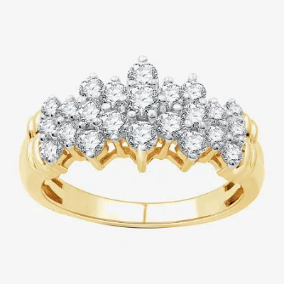 Fine Jewelry (g-h / Si2-i1) Womens 1 Ct. T.w. Lab Grown White Diamond 10k White Or Yellow Gold Cocktail Ring