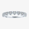Fine Jewelry (g-h / Si2-i1) Womens 1/10 Ct. T.w. Lab Grown White Diamond 10k White Gold Heart Band In White