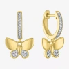 Fine Jewelry (g-h / Si2-i1) Womens 1/10 Ct. T.w. Lab Grown White Diamond 14k Gold Over Silver 11.2mm Butterfly Ho In Yellow
