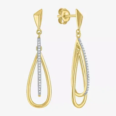 Fine Jewelry G-h / Si2-i1 Womens 1/10 Ct. T.w. Lab Grown White Diamond 14k Gold Over Silver Drop Earrings In Yellow