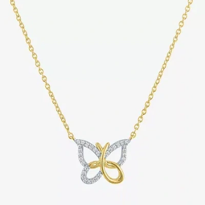 Fine Jewelry (g-h / Si2-i1) Womens 1/10 Ct. T.w. Lab Grown White Diamond 14k Gold Over Silver Sterling Silver But In Transparent