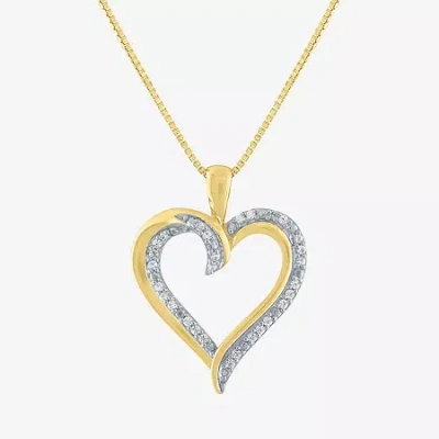 Fine Jewelry (g-h / Si2-i1) Womens 1/10 Ct. T.w. Lab Grown White Diamond 14k Gold Over Silver Sterling Silver Hea In Transparent