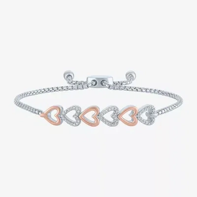 Fine Jewelry (g-h / Si2-i1) Womens 1/10 Ct. T.w. Lab Grown White Diamond Sterling Silver Bolo Bracelet In Transparent