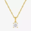 Fine Jewelry (g-h / Si2-i1) Womens 1/2 Ct. T.w. Lab Grown White Diamond 10k Gold Round Pendant Necklace In Yellow
