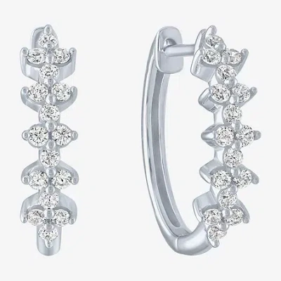 Fine Jewelry (g-h / Si2-i1) Womens 1/3 Ct. T.w. Lab Grown Diamond 10k White Gold 16mm Hoop Earrings