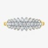 Fine Jewelry (g-h / Si2-i1) Womens 1/3 Ct. T.w. Lab Grown White Diamond 10k Gold Cluster Cocktail Ring In Transparent