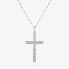 Fine Jewelry (g-h / Si2-i1) Womens 1/3 Ct. T.w. Lab Grown White Diamond 10k Gold Cross 18 Inch Pendant Necklace In White