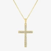 Fine Jewelry (g-h / Si2-i1) Womens 1/3 Ct. T.w. Lab Grown White Diamond 10k Gold Cross 18 Inch Pendant Necklace In Yellow