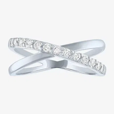 Fine Jewelry (g-h / Si2-i1) Womens 1/3 Ct. T.w. Lab Grown White Diamond 10k Gold Crossover Cocktail Ring