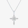 Fine Jewelry (g-h / Si2-i1) Womens 1/3 Ct. T.w. Lab Grown White Diamond 10k White Gold Cross 18 Inch Pendant Neck In White