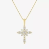 Fine Jewelry (g-h / Si2-i1) Womens 1/3 Ct. T.w. Lab Grown White Diamond 10k White Gold Cross 18 Inch Pendant Neck In Yellow