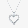 Fine Jewelry (g-h / Si2-i1) Womens 1/3 Ct. T.w. Lab Grown White Diamond 10k White Gold Heart 18 Inch Pendant Neck In Transparent