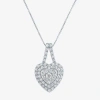 Fine Jewelry (g-h / Si2-i1) Womens 1/3 Ct. T.w. Lab Grown White Diamond 10k White Gold Heart 18 Inch Pendant Neck In Transparent