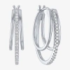 Fine Jewelry (g-h / Si2-i1) Womens 1/4 Ct. T.w. Lab Grown White Diamond Sterling Silver 24mm Hoop Earrings In White