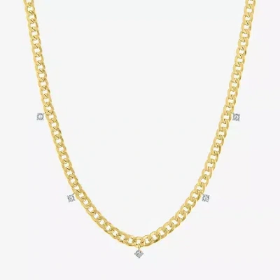 Fine Jewelry (g-h / Si2-i1) Womens 14k Gold Over Silver Sterling Silver 18 Inch Cuban Chain Necklace In Transparent