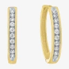 Fine Jewelry (g-h / Si2-i1) Womens 1/6 Ct. T.w. Lab Grown White Diamond 10k Gold 15.5mm Hoop Earrings In Transparent