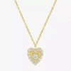 Fine Jewelry (g-h / Si2-i1) Womens 1/6 Ct. T.w. Lab Grown White Diamond 10k Gold Heart 18 Inch Pendant Necklace In Transparent