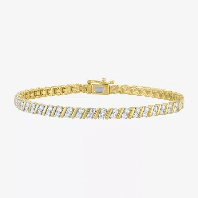 Fine Jewelry (g-h / Si2-i1) Womens 2 Ct. T.w. Lab Grown White Diamond 14k Gold Over Silver 7.5 Inch Tennis Bracel In Burgundy
