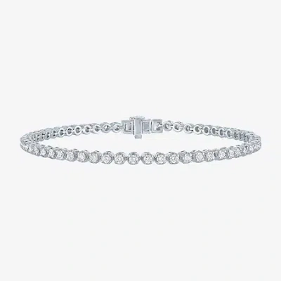 Fine Jewelry (g-h / Si2-i1) Womens 2 Ct. T.w. Lab Grown White Diamond Sterling Silver 7.25 Inch Tennis Bracelet