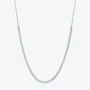 Fine Jewelry (g-h / Si2-i1) Womens Diamond Sterling Silver 18 Inch Tennis Necklace In Transparent