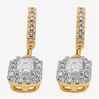 Fine Jewelry (g-h / Vs1-vs2) Womens 1 1/2 Ct. T.w. Lab Grown White Diamond 10k Gold Drop Earrings In Transparent