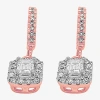 Fine Jewelry (g-h / Vs1-vs2) Womens 1 1/2 Ct. T.w. Lab Grown White Diamond 10k Rose Gold Drop Earrings In Transparent