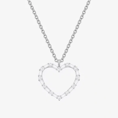 Fine Jewelry (g-h / Vs2-si1) Womens 1/3 Ct. T.w. Lab Grown White Diamond 10k White Gold Heart 18 Inch Pendant Nec