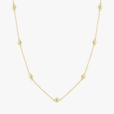 Fine Jewelry (g-h Womens 1/10 Ct. T.w. Lab Grown White Diamond 14k Gold Over Silver Sterling Silver Star 16 Inch  In Transparent