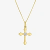 Fine Jewelry (g-h/i1-i2) Womens Diamond Accent Lab Grown White Diamond 10k Gold Cross 18 Inch Pendant Necklace In Yellow
