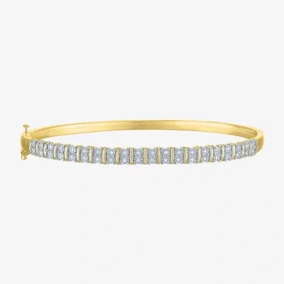 Fine Jewelry (g-h/si2-i1) Womens 1/10 Ct. T.w. Lab Grown White Diamond 14k Gold Over Silver Bangle Bracelet In Yellow