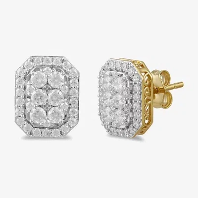 Fine Jewelry (g / I1) 1 Ct. T.w. Lab Grown White Diamond 10k White Gold 11.3mm Stud Earrings In Yellow