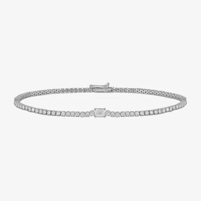 Fine Jewelry (g / I1) Womens 2 Ct. Lab Grown White Diamond 10k White Gold Tennis Bracelet
