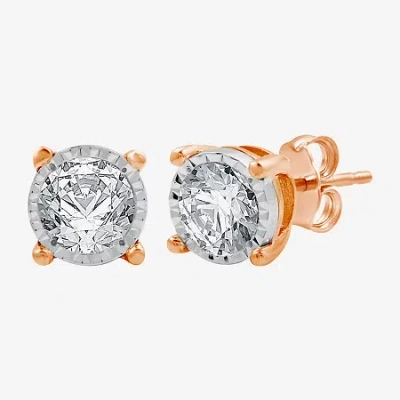Fine Jewelry (g / Si1-si2) 1 Ct. T.w. Lab Grown White Diamond 14k Rose Gold Over Silver 8.7mm Round Stud Earrings