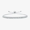 Fine Jewelry (g/ Si1-si2) Womens 1 Ct. T.w. Lab Grown Diamond Sterling Silver Bolo Bracelet In Transparent