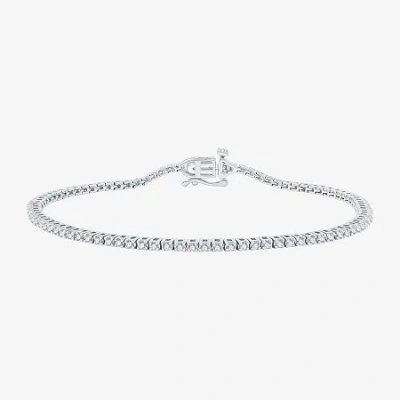 Fine Jewelry (g / Si1-si2) Womens 1 Ct. T.w. Lab Grown White Diamond Sterling Silver 7.5 Inch Tennis Bracelet
