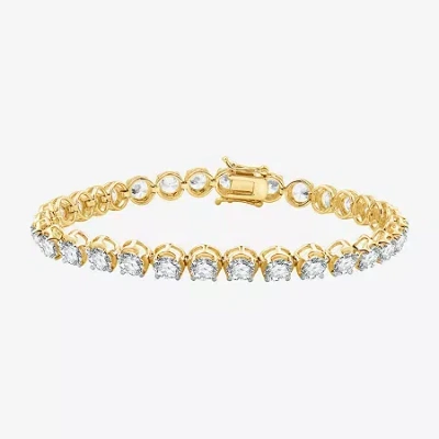Fine Jewelry (g / Si1-si2) Womens 12 Ct.t.w. Lab Grown White Diamond 14k White Gold 7.25 Inch Tennis Bracelet In Yellow