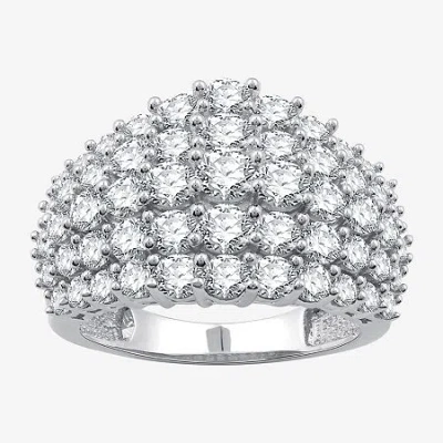 Fine Jewelry (g / Si1-si2) Womens 3 Ct. T.w. Lab Grown White Diamond 10k White Gold Cocktail Ring