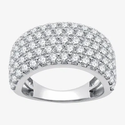 Fine Jewelry (g / Si1-si2) Womens 3 Ct. T.w. Lab Grown White Diamond 10k White Gold Cocktail Ring
