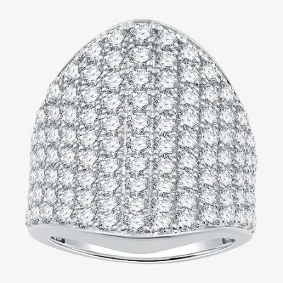Fine Jewelry (g / Si1-si2) Womens 4 Ct. T.w. Lab Grown White Diamond 14k White Gold Cocktail Ring