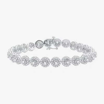Fine Jewelry (g / Si1-si2) Womens 5 Ct. T.w. Lab Grown White Diamond 10k White Gold 7.5 Inch Tennis Bracelet In Transparent