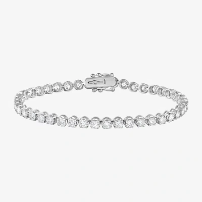 Fine Jewelry (g / Si1-si2) Womens 3 Ct. T.w. Lab Grown White Diamond 14k Gold Over Silver 7.25 Inch Tennis Bracel In Metallic
