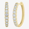 Fine Jewelry (g-si2) Womens 1 Ct. T.w. Lab Grown White Diamond 10k Gold 21.9mm Hoop Earrings In Yellow