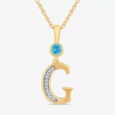 Fine Jewelry G Womens Genuine Blue Topaz 14k Gold Over Silver 18 Inch Pendant Necklace In Transparent