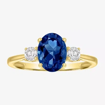 Fine Jewelry Gemstone 10k Gold 3-stone Oval Cocktail Ring