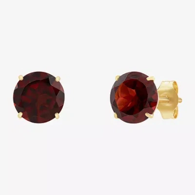 Fine Jewelry Gemstone 10k Gold 4mm Round Stud Earrings In Red